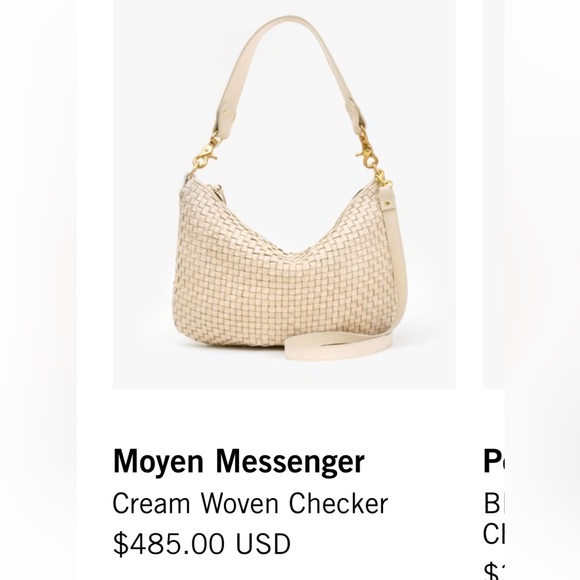 Clare V. Moyen Messenger NWOT cream woven checker - Picture 2 of 7